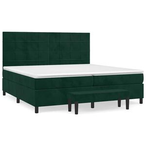 vidaXL Boxspringbett mit Matratze Dunkelgr&uuml;n 200x200 cm Samt