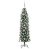 vidaXL Künstlicher schlanker Weihnachtsbaum Grün und Weiß 150 cm