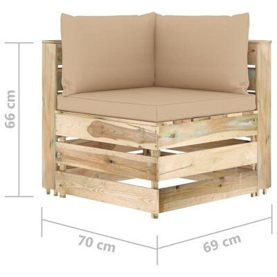 vidaXL 6-tlg. Garten-Lounge-Set mit Kissen Grün Imprägniertes Holz