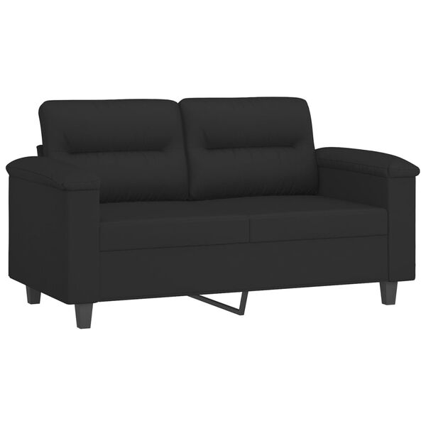 vidaXL 2-Sitzer-Sofa mit Kissen Schwarz 120 cm Mikrofasergewebe