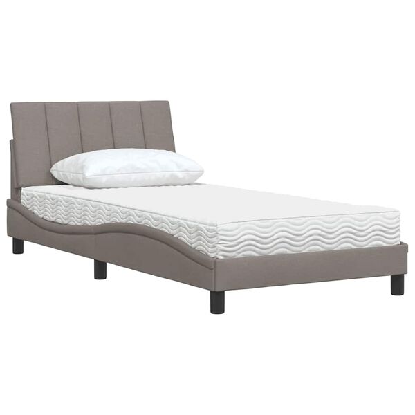 vidaXL Bett mit Matratze "Hanko" Taupe 100x200 cm Stoff