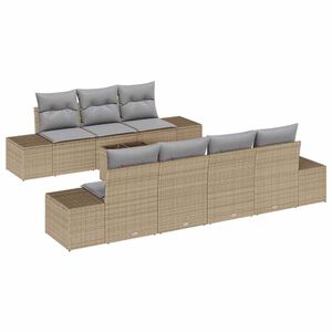 vidaXL Garten-Sofa-Set mit Kissen 8 pcs Beige und Grau Poly-Rattan