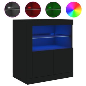 vidaXL Sideboard mit LED-Leuchten Schwarz 60,5x37x67 cm