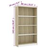 vidaXL B&uuml;cherregal 4 F&auml;cher Wei&szlig; Sonoma-Eiche 80x24x142 Holzwerkstoff