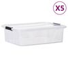 vidaXL Aufbewahrungsboxen mit Deckeln 5 Stk. Transparent 21 L