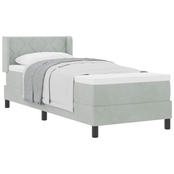 vidaXL Boxspringbett mit Matratze Hellgrau 200 x 80 cm Samt