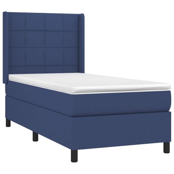 vidaXL Boxspringbett mit Matratze & LED Blau 100x200 cm Stoff