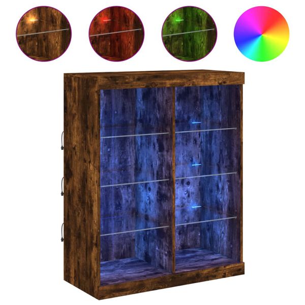 vidaXL Sideboard mit LED-Leuchten Räuchereiche 81x37x100 cm