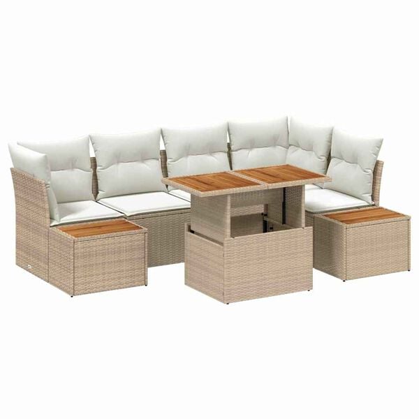 vidaXL Garten-Sofa-Set mit Speicher 10 pcs Beige Poly Rattan