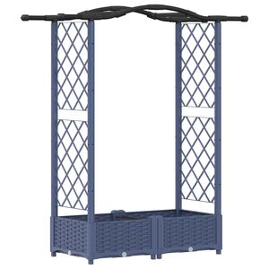 vidaXL Hochbeet mit Rankgitter und Dach Grau 124 x 40 x 125 cm PP