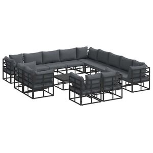 vidaXL Gartensofa-set mit Kissen 14 pcs Schwarz Aluminium