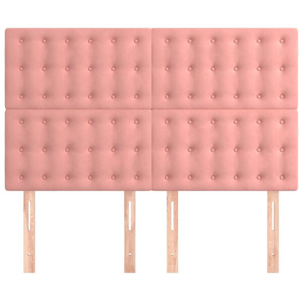 vidaXL Kopfteil Rosa 144x5x118/128 cm Samt