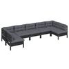 vidaXL 7-tlg. Garten-Lounge-Set mit Kissen Schwarz Massivholz Kiefer