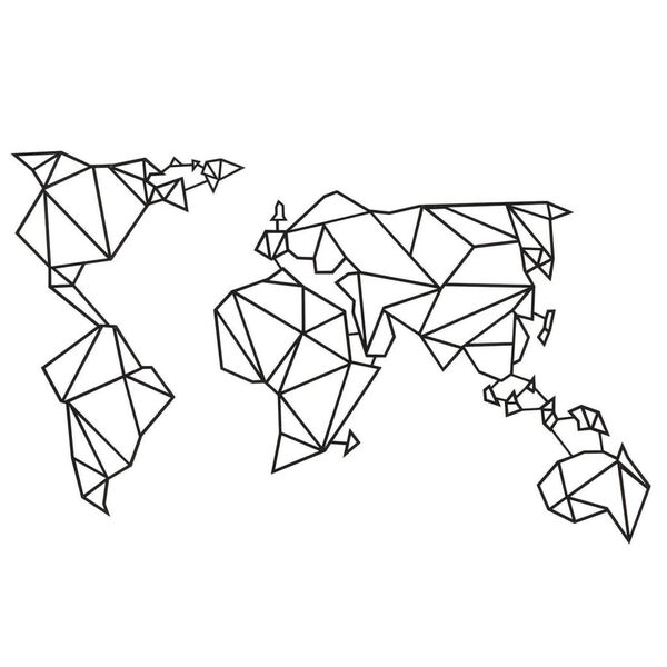 Homemania Wanddekoration Weltkarte 100x58 cm Stahl Schwarz