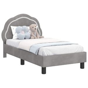 vidaXL Kinderbettgestell mit Kopfteil Hellgrau 70 x 140 cm Samt