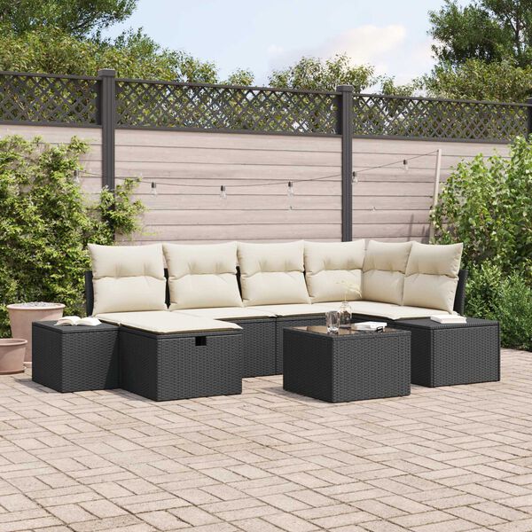vidaXL Garten-Sofa-Set 7 pcs Schwarz 55 x 62 x 69 cm Poly Rattan