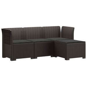 vidaXL 4-Sitzer Garten Sofa mit Kissen Rattan Look PP Braun