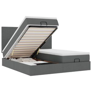 vidaXL Ottoman-Bett mit Matratzen & LEDs Dunkelgrau 200x200 cm Stoff