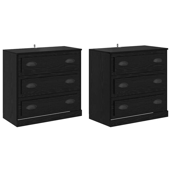 vidaXL Sideboards 2 pcs Schwarz Eichen-Optik 70 x 35,5 x 67,5 cm