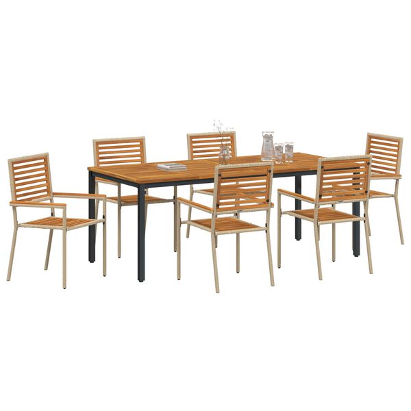 vidaXL Garten Essgruppe 7 pcs Beige und Braun Poly-Rattan