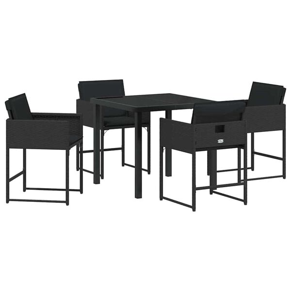 vidaXL Garten Essgruppe 5 pcs Schwarz Poly-Rattan