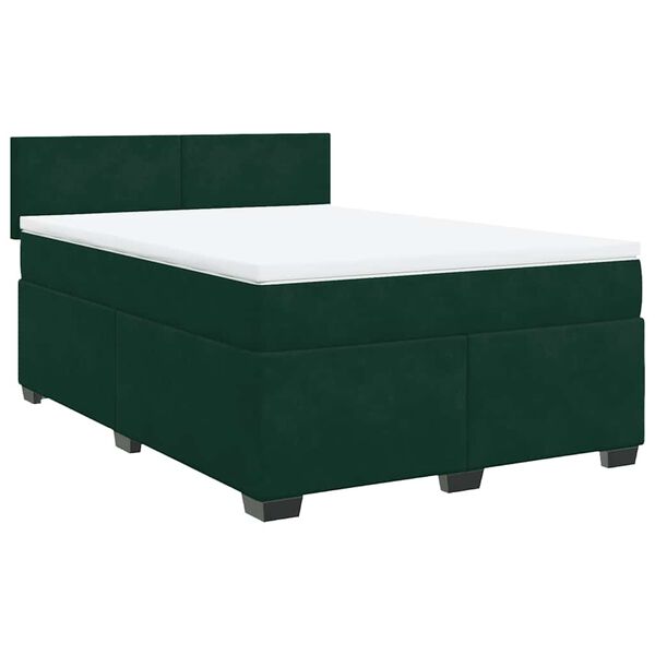 vidaXL Boxspringbett mit Matratze Dunkelgr&uuml;n 140x190 cm Samt