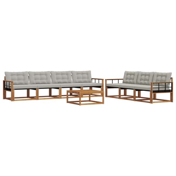 vidaXL Outdoor-Sofagarnitur mit Kissen 8 pcs Nat&uuml;rlich und Hellgrau