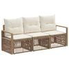 vidaXL Gartensofa-set 3 stk. Beige Poly-Rattan