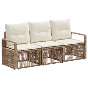 vidaXL Gartensofa-set 3 stk. Beige Poly-Rattan