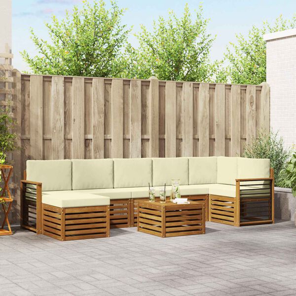 vidaXL Sofagarnituren 8 pcs Natur und Creme Massivholz Akazie