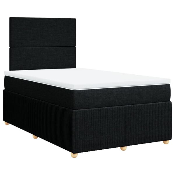 vidaXL Boxspringbett mit Matratze Schwarz 120x200 cm Stoff