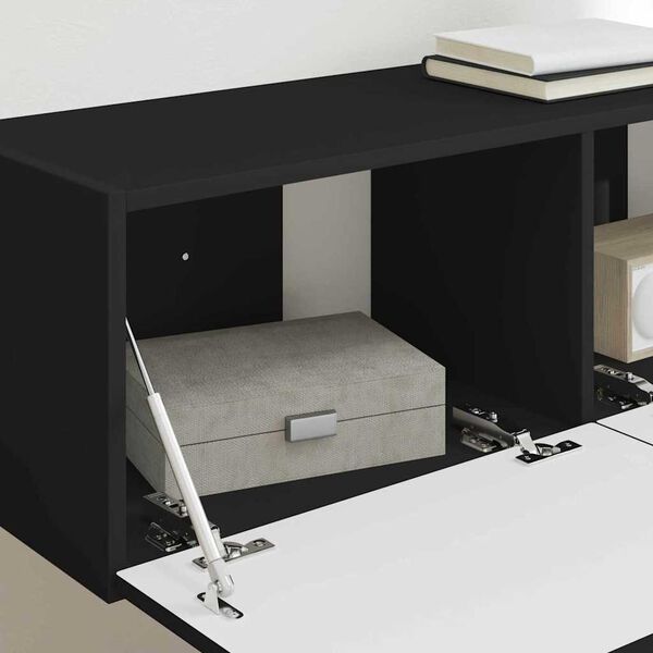 vidaXL TV-Wandschrank 2 pcs Schwarz 98 x 31 x 29,5 cm Holzwerkstoff