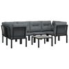 vidaXL 6-tlg. Garten-Lounge-Set Schwarz und Grau Poly Rattan