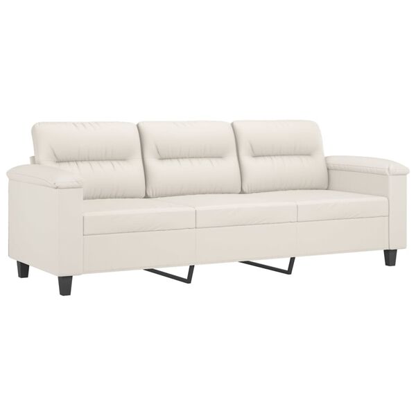 vidaXL 3-Sitzer-Sofa Creme 180 cm Kunstleder