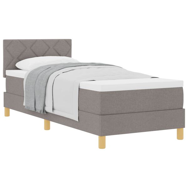 vidaXL Boxspringbett mit Matratze mit Kopfteil Taupe 90 x 190 cm Stoff