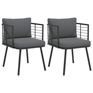 vidaXL Gartenst&uuml;hle 2 Stk. mit Kissen Schwarz Poly Rattan