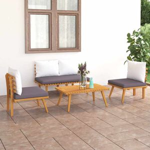vidaXL 4-tlg. Garten-Lounge-Set mit Auflagen Massivholz Akazie