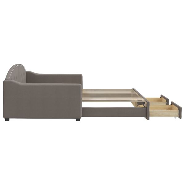 vidaXL Tagesbett Ausziehbar mit Schubladen Taupe 100x200 cm Stoff