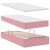vidaXL Bett mit Stauraum und LED mit Matratze Rosa 90 x 190 cm Samt
