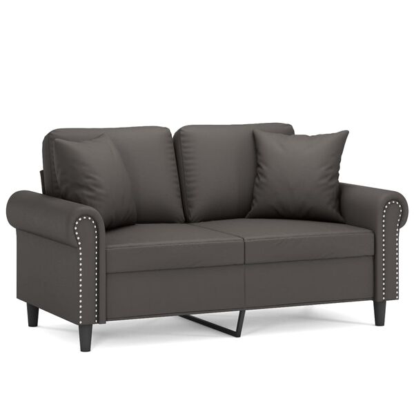 vidaXL 2-Sitzer-Sofa mit Kissen Grau 120 cm Kunstleder
