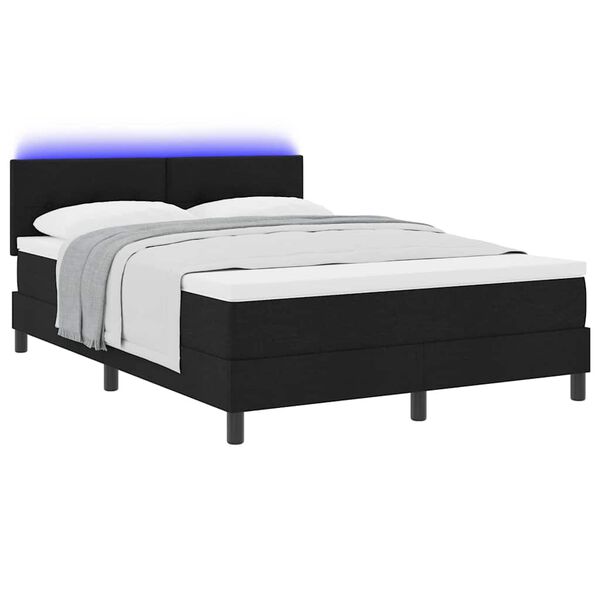 vidaXL Boxspringbett mit Matratze mit LED Schwarz 160 x 200 cm Stoff
