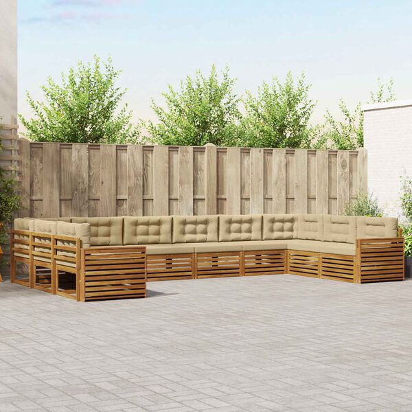 vidaXL Sofagarnituren 7 pcs Natur und Beige Massivholz Akazie