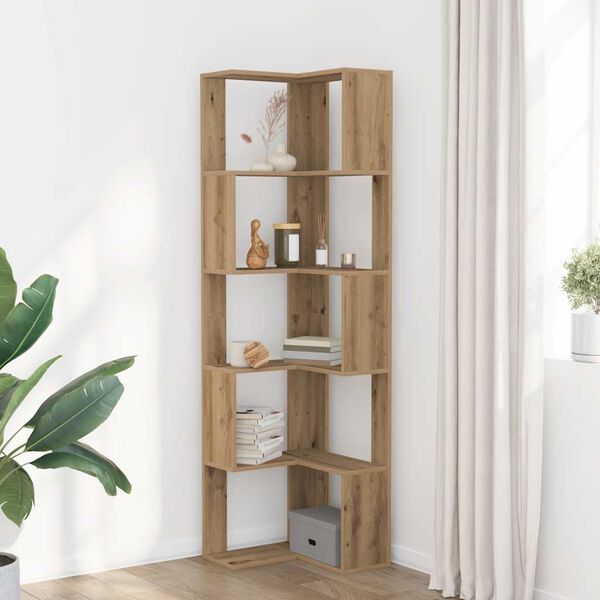 vidaXL Eck-Bücherregal 5 Böden Artisan-Eiche 50x50x179cm Holzwerkstoff