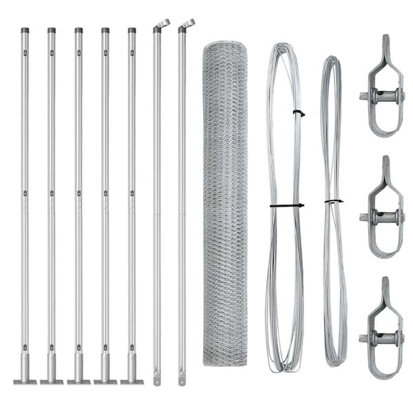 vidaXL Zaunpfosten Silber 10 x 1 m (25 mm Maschen) Stahl