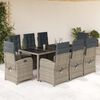 vidaXL 9-tlg. Garten-Essgruppe mit Kissen Grau Poly Rattan