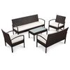 vidaXL 5-tlg. Garten-Lounge-Set mit Auflagen Poly Rattan Braun