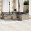 vidaXL 12-tlg. Garten-Sofagarnitur mit Kissen Beige Poly Rattan