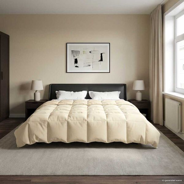 vidaXL Sommerdecke Gepolstert Creme 200 x 220 cm Mikrofaser