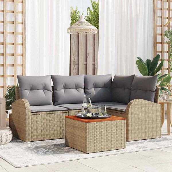 vidaXL Gartensofa-set 5 pcs Beige und Hellgrau Poly-Rattan
