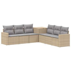 vidaXL Sofa Set 7 stk. Beige und Hellgrau Polyrattan und Stahl